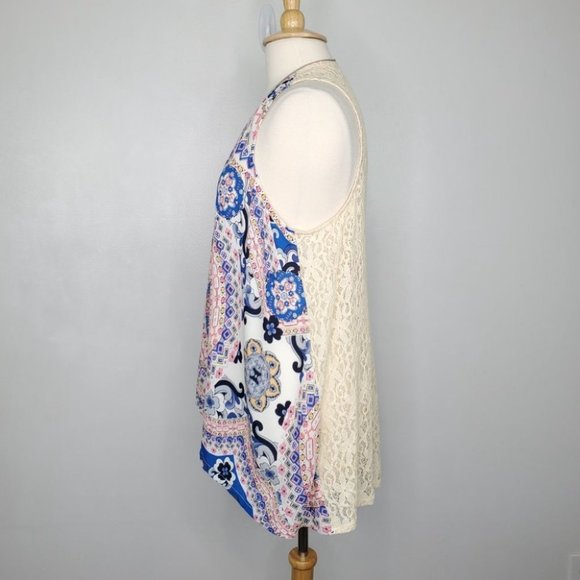 Alya Mixed Media Lace Open Front Vest Size M - Picture 4 of 11